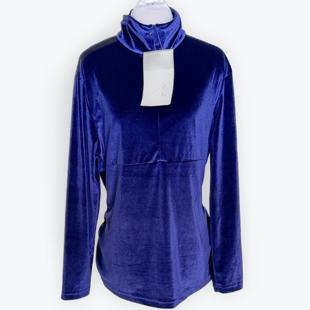 Obermeyer Womens Royal Blue Velvet Mock Neck Base Layer Top 19006 XL NEW